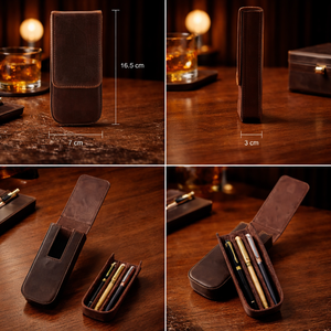 Estuche para Bolígrafos de Cuero Genuino Personalizado al por Mayor, Caja Organizadora de Papelería, Regalo Corporativo Promocional - Product Image 2