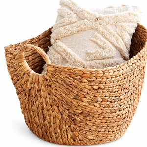 Size S Eco-Friendly Big Woven <b>Water</b> <b>Hyacinth</b> <b>Storage</b> <b>Basket</b> for Clothing Multifunction Design MPL Vietnam MWB002 - Product Image 1