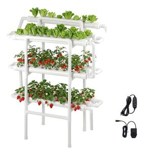 Kit Sistema di Coltivazione Idroponica a 3 Livelli con 90 Posti, Tubi in UPVC con Irrigazione Temporizzata e Protezione Solare - Product Image 1