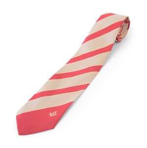 Cravate maçonnique rayée rose beige avec symbole G et compas carré, cravate formelle en polyester - Product Image 2