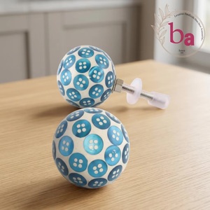 Ba Modern Round Cabinet Knobs Blue Button Design Bone Horn Metal Resin Wood Multi-Function Easy Installation Kitchen <b>Handle</b> - Product Image 1