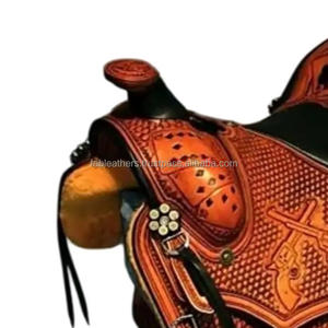 Selle de cheval de course Western Barrel exclusive de haute qualité en cuir véritable avec selle respirante confortable incurvée à la main - Product Image 3