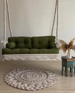 Balançoire de balcon en macramé, Chaise de jardin, Chaise suspendue, Balançoire berçante, Balançoire suspendue pour véranda, Balançoire de balcon, Balançoire de ferme, Balançoire de jardin - Product Image 2