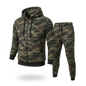 2026 Custom Winter Camouflage Eco-Friendly Breathable 100% Cotton Unisex Fleece Hooded TrackSuit Set Custom Logo Streetwear Gym - Product Image 1