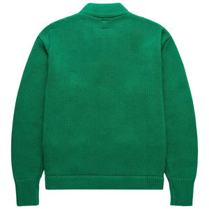 Cardigan unisexe vert à col en V, en tricot acrylique, pour hommes, style universitaire, avec broderie de patch, couleur unie, hiver - Product Image 2