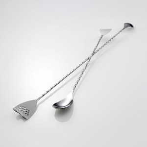 30cm Stainless Steel <b>Bar</b> Spoon with Muddler Top Long Handle Twisted Mixing Spoon Professional Cocktail Shaker Stirrer <b>Bar</b> <b>Tools</b> - Product Image 4