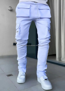 2024 hommes taille haute Cargo survêtement survêtement pantalon décontracté réfléchissant vert maigre pantalons de survêtement poches Hip Hop Style coton Fitness - Product Image 4