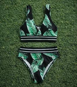 Women’s Stylish Black & <b>Green</b> Swimwear Trendy Beach & Pool Two-Piece Outfit Print Triveers <b>Bikini</b> <b>Set</b> For Women's 2026 - Product Image 2