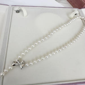 Collier de perles d'eau douce rondes de 7-8 mm pour femmes avec nœud, accessoires de mode avec des défauts discrets, vente en gros - Product Image 3