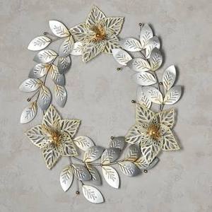 Corona Floral Metálica Redonda, Flores Decorativas Hechas a Mano, Estilo Glamuroso, Sin Iluminación, Paquete Individual - Product Image 2