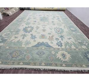 Oushak Floral Cotton Carpet Hand Knotted Living Room Area <b>Door</b> Carpet Set Non-Slip PET Friendly Foam decent style - Product Image 3