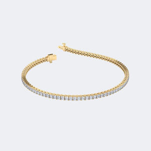 3.00CTW 10k <b>Gold</b> Plated Lab Grown Princess Prong-<b>Set</b> Diamond Luxury Line Bracelet - Product Image 4