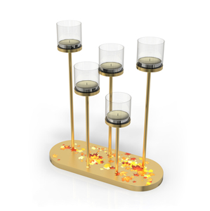 Modern Brass Candle Stand with Autumn Leaf Design for Home Decoration - Product Image 6