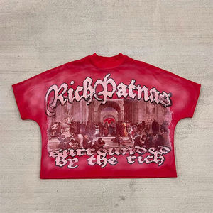 Camisetas de Hombre al por Mayor 100% Algodón, Estilo Hip-Hop Vintage, Oversize, Unisex, Impresión DTG, Personalizadas por Delante, Ropa Urbana para Hombre - Product Image 1