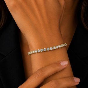 Half Round Cut Lab Grown Diamond Tennis <b>Bracelet</b> 14K 18K <b>Solid</b> Gold DEF VVS Fine Jewelry for Women Wholesale Jewelry Supplier - Product Image 2