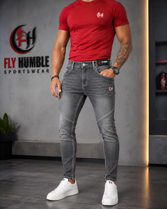 Jeans de Mezclilla para Hombre, Corte Regular, Cintura Media, Color Sólido, Estilo Formal, Tela de Algodón, Transpirable y Ligero, Marca Fly Humble - Product Image 4