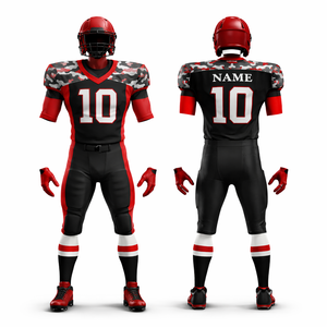 Ensemble d'uniformes de football américain respirants sur mesure, grandes tailles, avec sublimation et broderie OEM, maillots et shorts pour équipes, clubs et ligues - Product Image 1