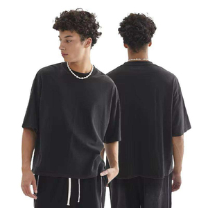 เสื้อยืดโอเวอร์ไซส์สตรีทแวร์สีซีดสไตล์ลำลองสำหรับผู้ชาย ทรงหลวมใส่สบายสำหรับฤดูร้อน ผลิตจากผ้าฝ้าย 100% เป็นมิตรต่อสิ่งแวดล้อม ทรงบ็อกซี่แบบครอป - Product Image 3