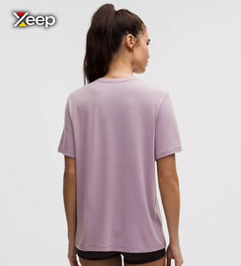 Camiseta Deportiva Ligera Informal para Mujer, Personalizable XEEP, Corte Holgado, Manga Corta, Transpirable, Cuello en V, Tejido de Punto con Letras - Product Image 2
