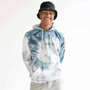 Sweat à capuche réversible personnalisé pour homme, en molleton tie-dye, à manches régulières, pour le printemps, sans doublure, tricoté, avec cordon de serrage et poches - Product Image 1