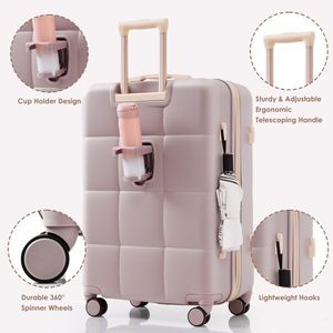 Juego de 3 Maletas Rígidas de ABS de 20 Pulgadas con Puerto USB, Portavasos y Ruedas Giratorias, Diseño Moderno con Apertura Frontal - Product Image 3