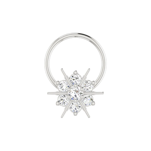 Piercing de nez en or 14 carats avec diamant naturel de 0,11 carat, forme de fleur, couleur HI, clarté VS-SI, bijoux fins - Product Image 3