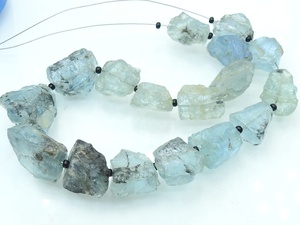Aquamarine Blue Rough Tumble Nugget 8Inch Strand 10-15MM Long Approx Wholesaler Supplies Natural <b>Stone</b> for Jewelry Making - Product Image 2