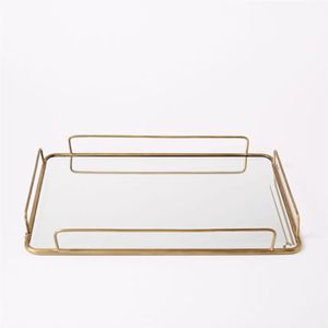 Luxury Gold Metal Mirror Tray Set Round Decorative Serving Trays <b>Vanity</b> Cosmetic <b>Makeup</b> Organizer Wedding Table Centerpieces - Product Image 4