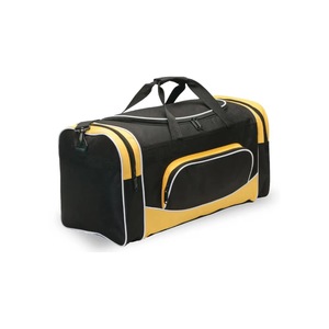 Sac de voyage noir et jaune 600D 50-70L avec poches zippées et poignées supérieures - Product Image 1