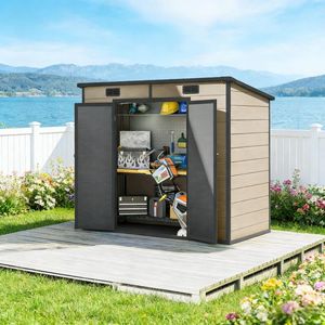 Casetta da Giardino Moderna per Esterni, Ripostiglio Attrezzi in PVC Ecologico Impermeabile, Acciaio Zincato, Facile da Montare, per Biciclette - Product Image 6
