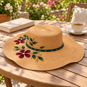 Sombrero Panamá Unisex Personalizado con Estampado Floral Serigrafiado, para Viajes, Playa, Fiestas, con Lazo de Flores, para Adultos, Venta al Por Mayor - Product Image 4