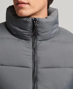 <b>Waterproof</b> Charcoal Grey Knitted Bomber <b>Jacket</b> 300 GSM Horizontal Quilt Paneling Custom Rubber Patch Printed Logo <b>Camouflage</b> - Product Image 3