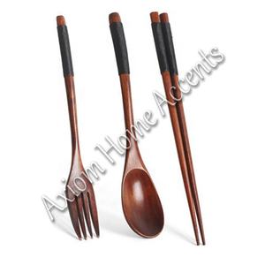 Elegant Handmade Wood and Metal Flatware <b>Set</b> Axiom Home Accent's Design for Wedding and Fine Dining - Product Image 2