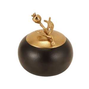 Bol rond en métal fait main, magnifiquement conçu, avec couvercle en or en forme de grenade, design glamour, idéal pour offrir en cadeau - Product Image 1