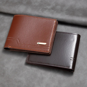 <b>Men</b> Genuine Leather Slim <b>Wallet</b> Fold Closure Minimalist Design <b>Black</b> Short Daily Use - Product Image 6