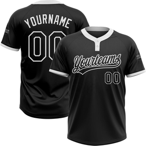 Camiseta de Béisbol Personalizada Negra de Manga Corta con Cierre de Cordón Unisex Corte Regular Transpirable de Malla para Todas las Temporadas con Nombre del Equipo Impreso - Product Image 1