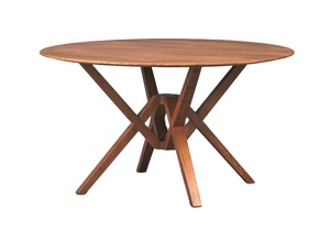 Mesa de comedor redonda moderna de madera maciza con diseño único de pata de intersección para el hogar, Villa, hoteles, restaurantes, cafés, uso exterior - Product Image 2