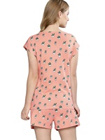 Pyjama pour femmes, vêtements de nuit, coton biologique, taille élastique, motif imprimé personnalisé, haute qualité, vente en gros, ensemble de pyjama d'été