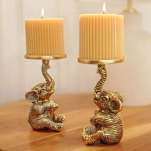 Ensemble de 2 bougeoirs en aluminium en forme d'éléphant |   Décoration de table pour la maison, idéale pour un cadeau de pendaison de crémaillère ou de la Saint-Valentin - Product Image 3