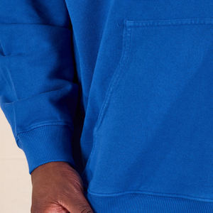 Sweat-shirt à capuche bleu surdimensionné pour homme, couleur unie, tricoté, décontracté, coupe classique, pour l'automne - Product Image 5