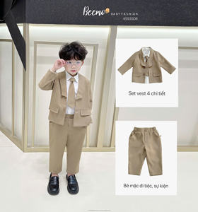 Haute qualité mariage garçons gilet costumes à manches longues costumes formels garçon vêtements ensembles Costume enfants fête tenue enfants vêtements - Product Image 3