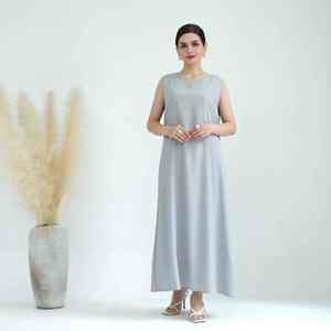 Elegante Abaya Moderna Color Café para Mujer, Estilo Dubái, Vestido Largo Informal Islámico Modesto, Cuello Barco, Manga Larga - Product Image 5