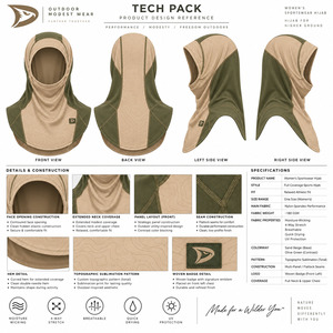 Hiyab Deportivo para Correr y Hacer Senderismo, con Estampado Topográfico, Protección UV, Pañuelo Deportivo Modesto - Product Image 5