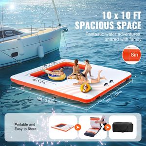 Piattaforma Galleggiante Gonfiabile 10x10FT e Trampolino 4x7FT con Rete, Piscina Antiscivolo in PVC per Sport Acquatici - Product Image 4