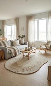 Luxury Modern <b>Abstract</b> Regular Hand Tufted Wool Anti-Slip Area Rug Soft Beige Carpet for Living Room Bedroom Home Decor - Product Image 6