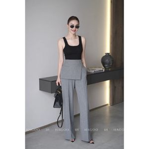 Q453 Classic High Waisted Straight Wide Leg <b>Trousers</b> <b>Women</b> Copper Accent <b>Workwear</b> Pants - Product Image 1