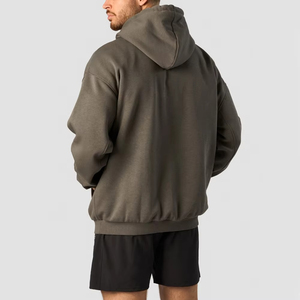 Sudadera con Capucha para Hombre, Corte Regular, Color Verde Oliva, Felpa de Algodón, Informal, Transpirable, Ecológica, para Invierno - Product Image 2
