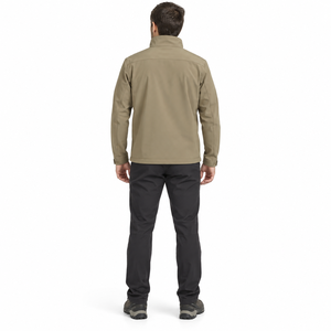 2026 Men's Softshell <b>With</b> Fleece Lining <b>Jacket</b> Stand Collar Full <b>Zipper</b> Closure Windproof Casual Outdoor Wear <b>With</b> Front <b>Pocket</b> - Product Image 2