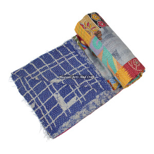 Couverture Kantha faite à la main, couverture Kantha réversible, jeté Kantha, fabricant et grossiste indien, couverture indienne réversible - Product Image 1