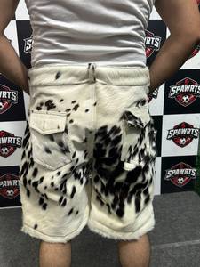Men's Hair On Cowhide Leather Shorts Animal Print Bermuda Style Synthetic Latex Style Clubwear <b>Hot</b> <b>Pants</b> Sexy Punk Rock - Product Image 2